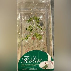 NEW in Box - Tabletop glass tree with wine charms